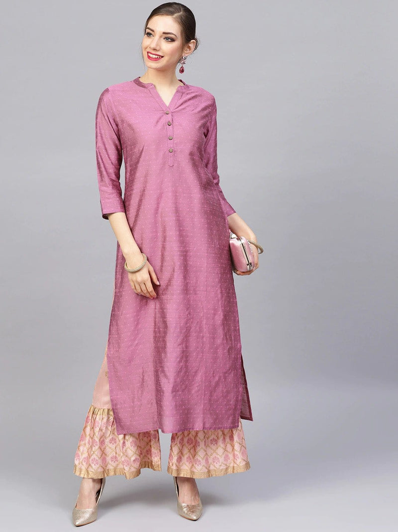 pink dobby woven design straight kurta online shopping