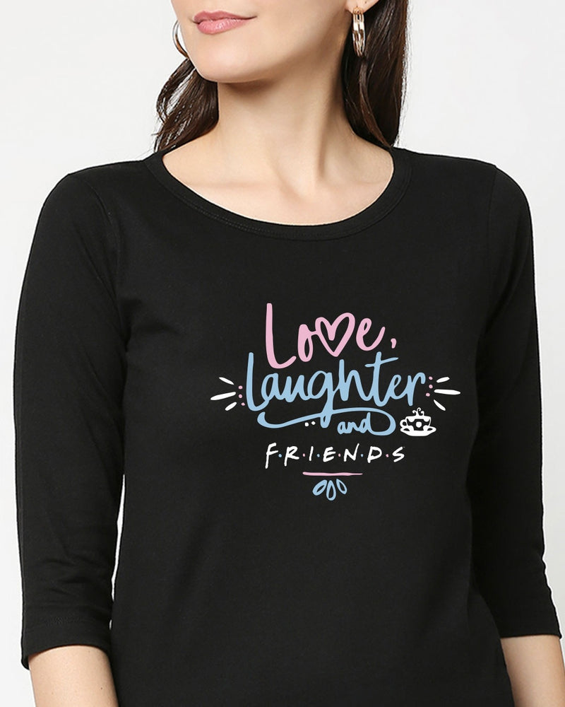 Women Friends Merchandise Love Friends Round Neck T-shirt Black