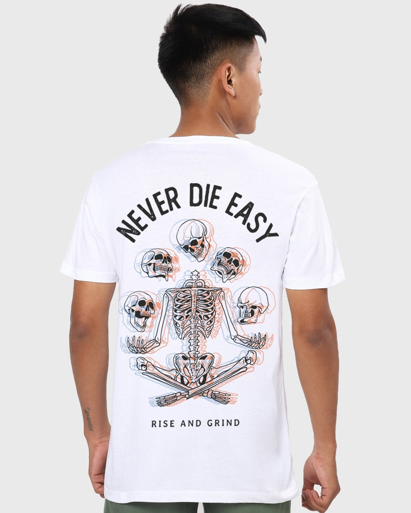 online shopping white never die easy graphic printed t-shirt