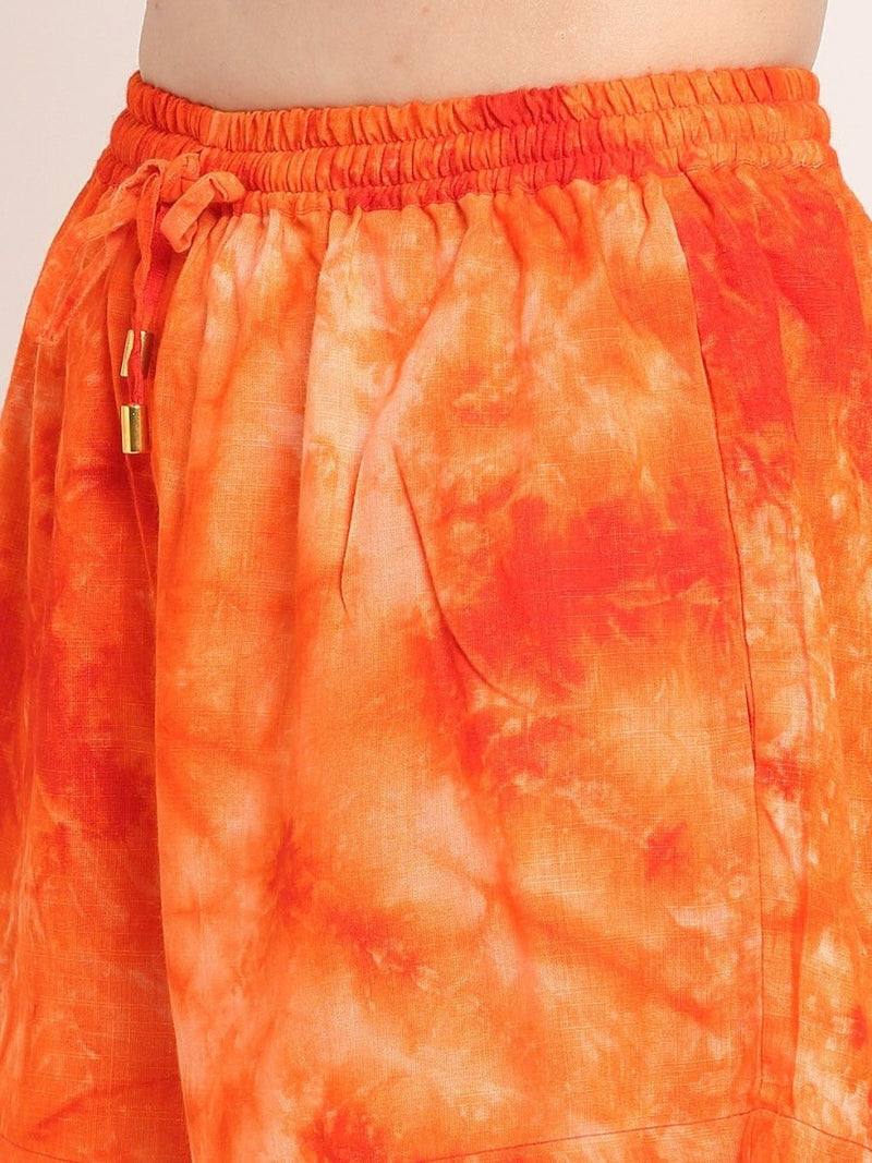 Orange Tie-dye Robe & Shorts Set