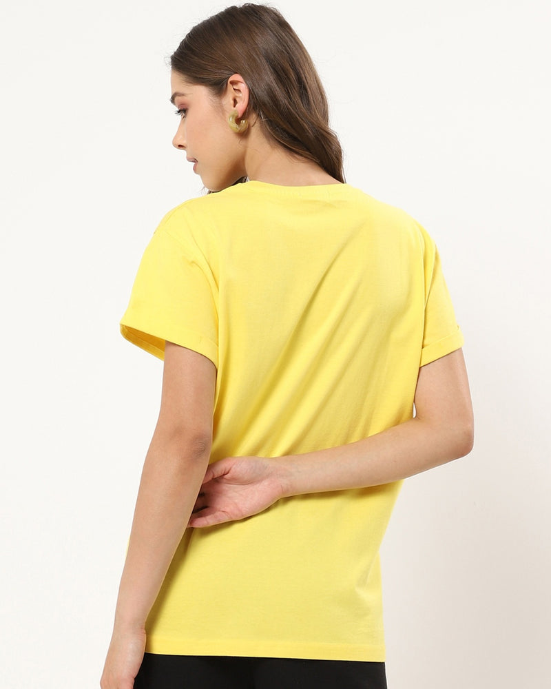 Women Yellow Ready for a Long Weekend Graphic Printed T-shirt