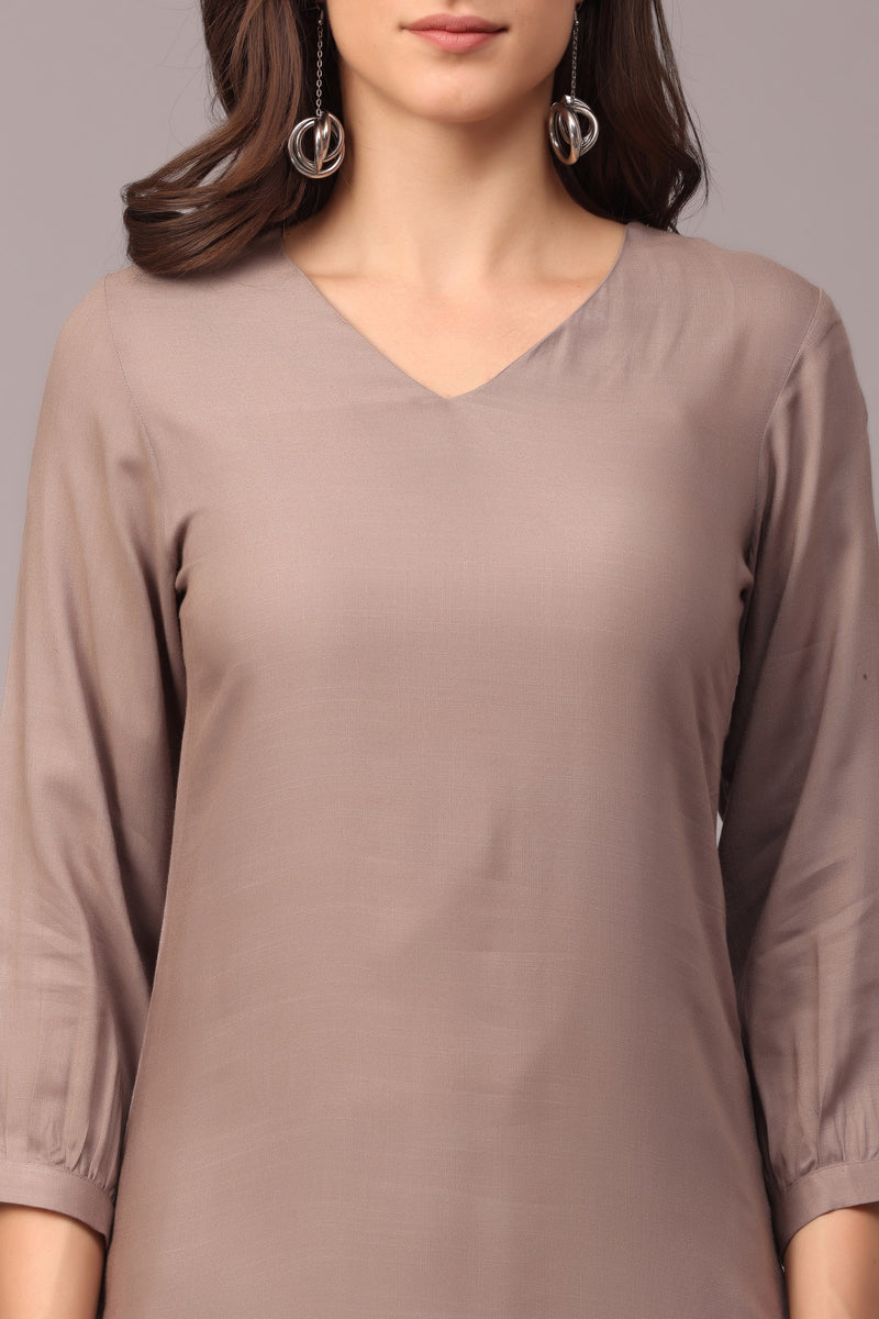 Official Grey Straight Cut Asymmetric Kurti