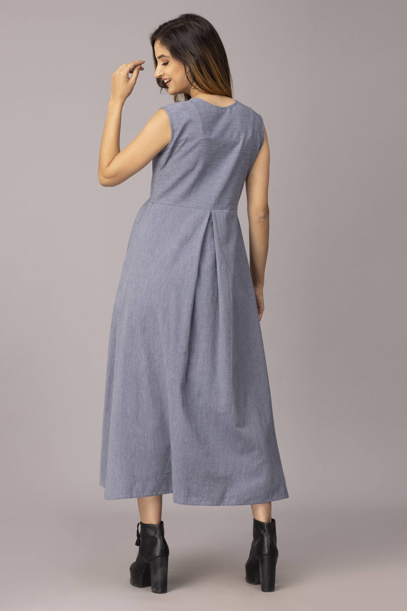Grey Long Kurti With Front Slit Open