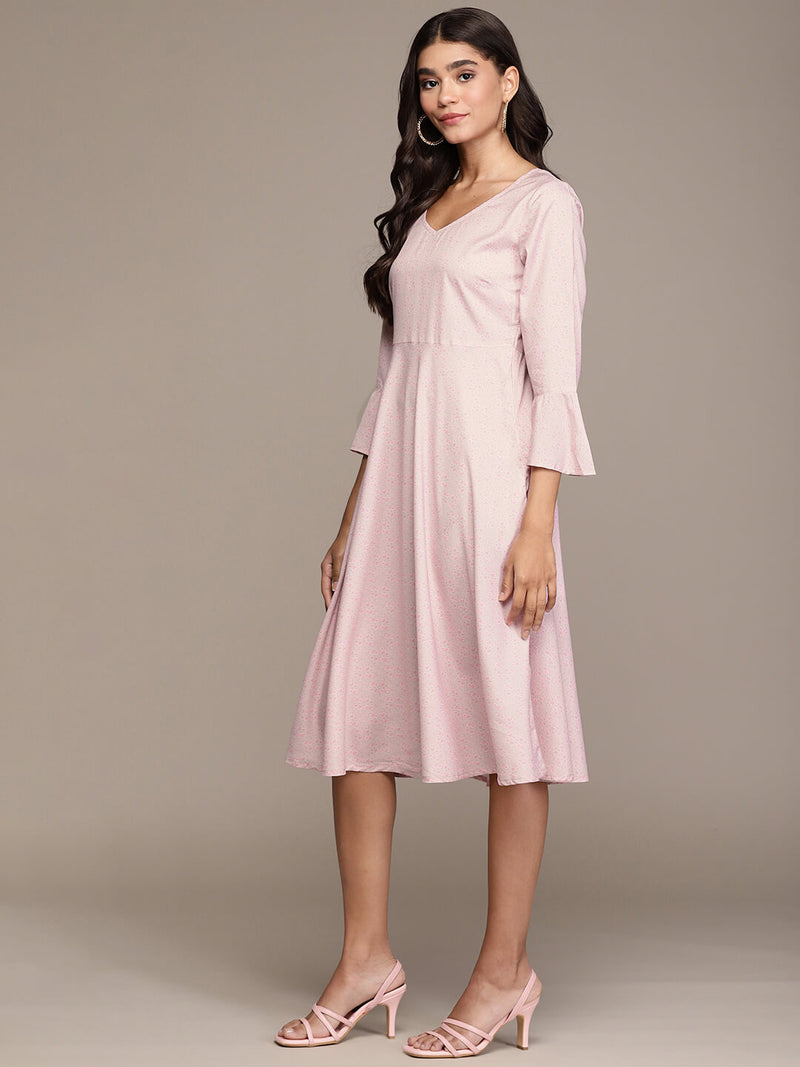 women pink crepe fit and flare dress ziyaa buy