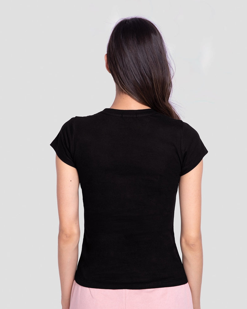 Women Black Find Your Balance Slim Fit T-shirt