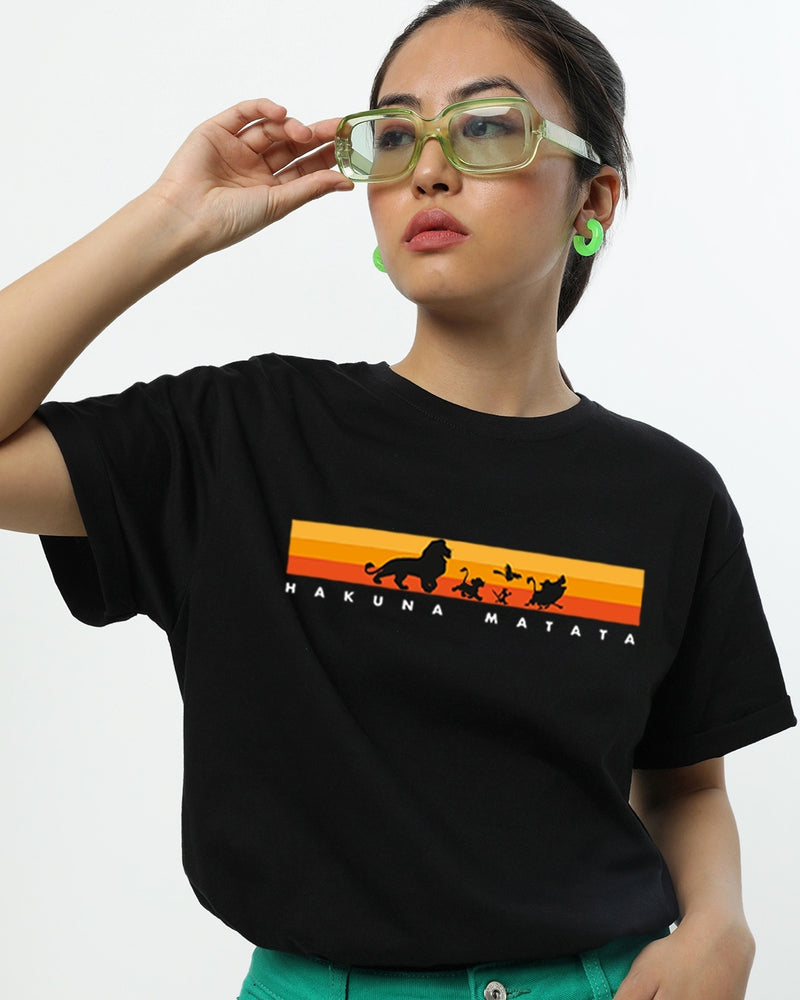 Women Black Hakuna Matata Typography Fit T-shirt