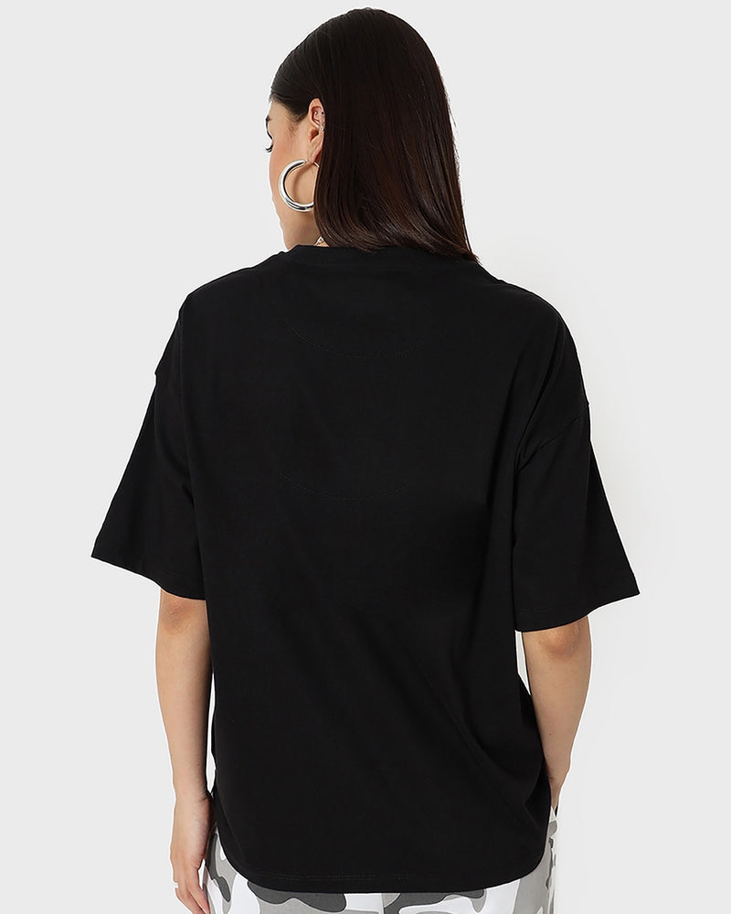 Women Black No Limit Typography Oversized T-shirt