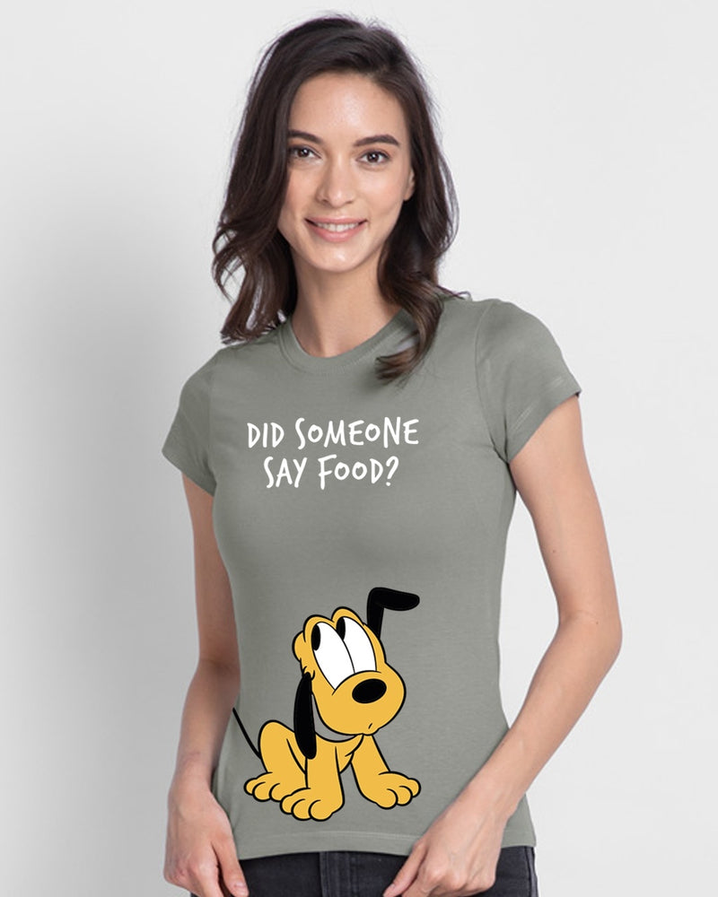 Women Grey Pluto Typography T-shirt
