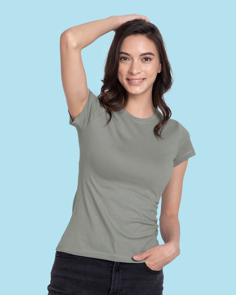 bewakoof women grey slim fit t-shirt