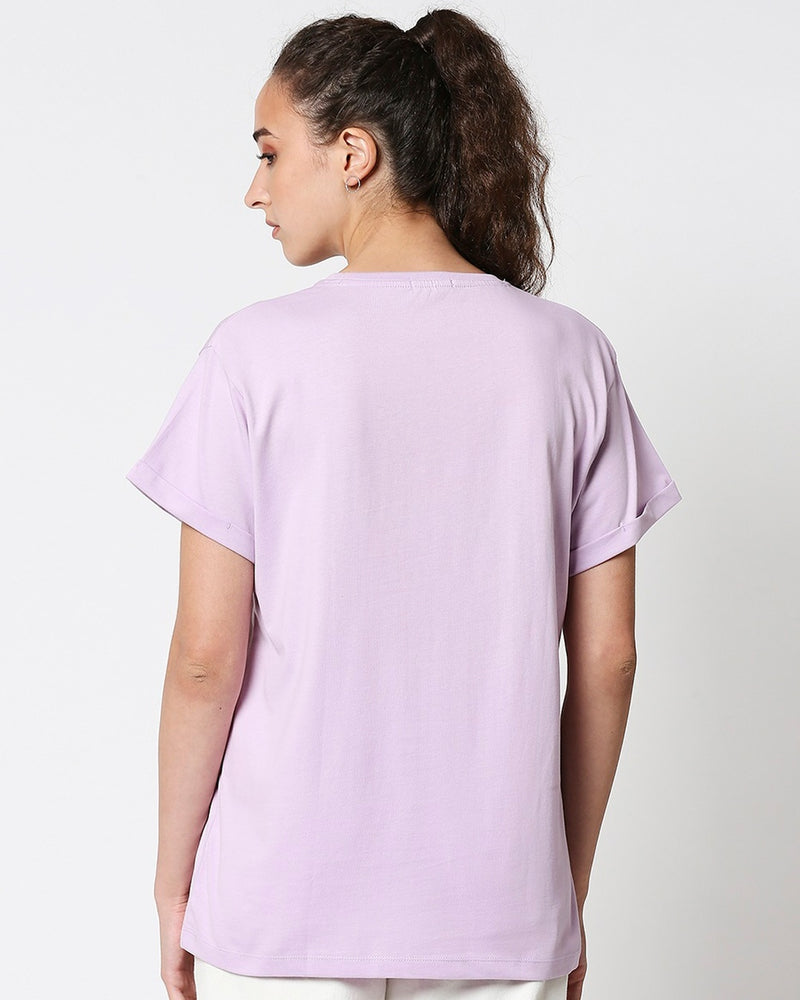 Women Purple Skater Panda Graphic Printed T-shirt