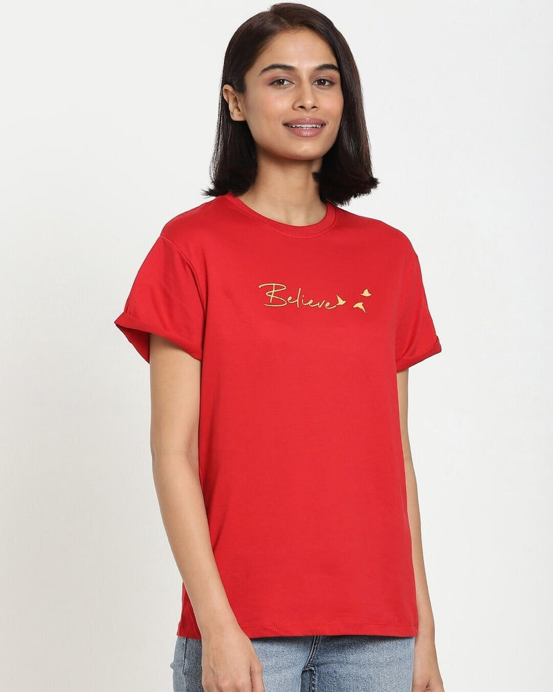 bewakoof women believe boyfriend t-shirt