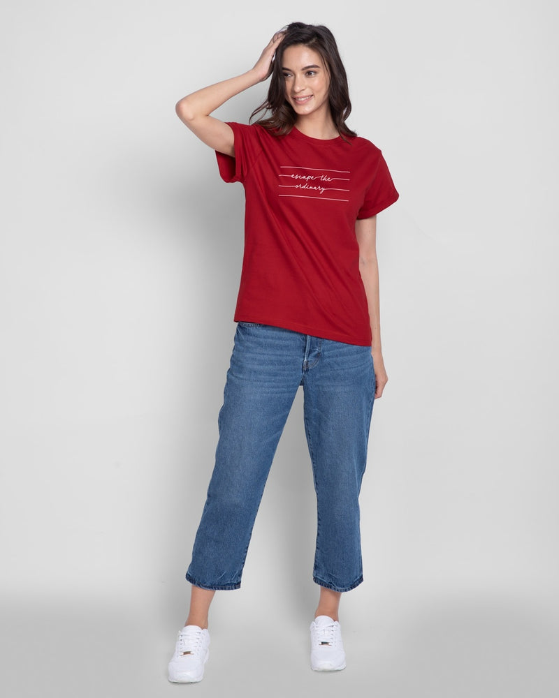 Women Red Escape the Ordinary T-shirt