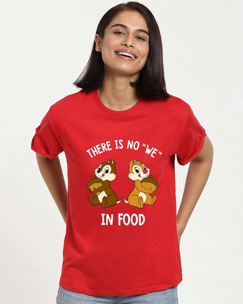 Women Red No We in Food Graphic Printed T-shirt