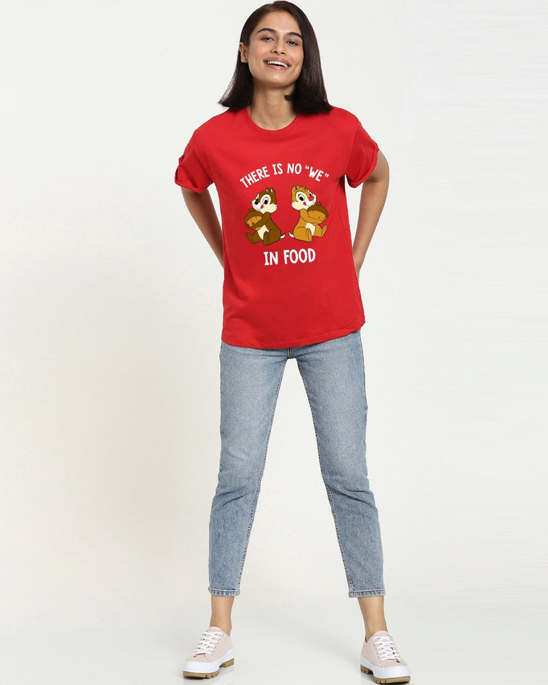 Women Red No We in Food Graphic Printed T-shirt