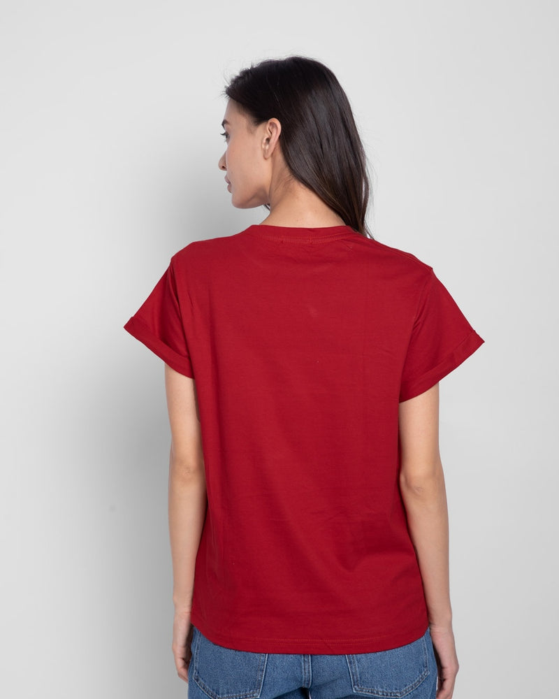best women red pocket jerry boyfriend t-shirt