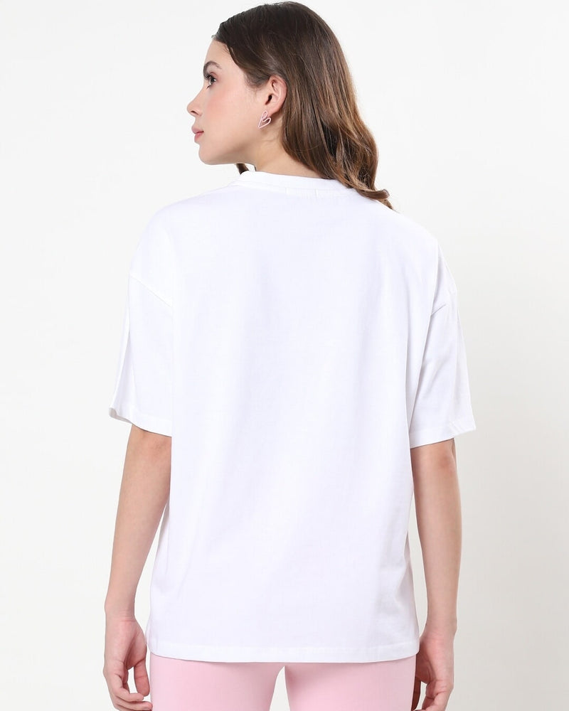 Women White Bts Graphic Printed Oversized T-shirt