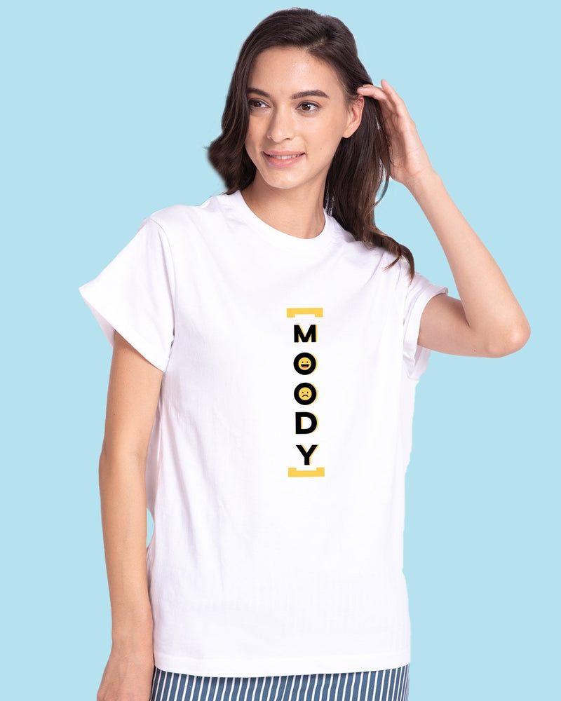 Women White Moody T-shirt