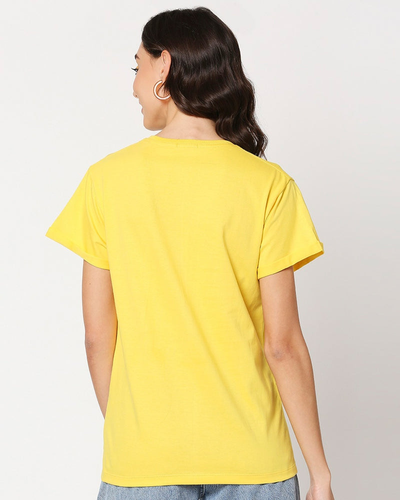 Women Yellow Badass Graphic Printed T-shirt