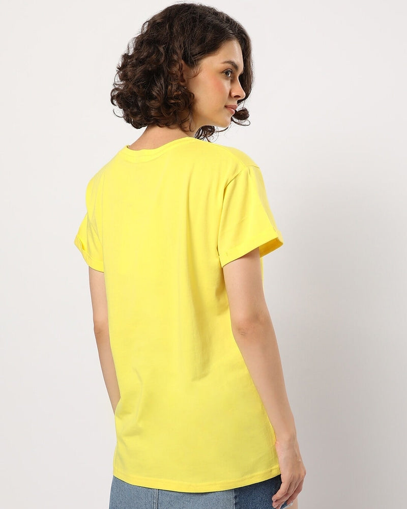 Women Yellow Sarcasm Bites Printed T-shirt